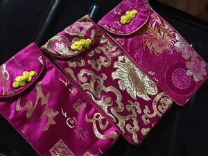 SILK BROCADE PURSE - GOOD FOR GLASSES AND MOBILE PHONE - LGC005,6 - Picture 1 of 36