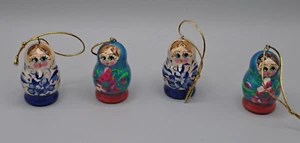 Raro conjunto de adornos de muñecas de madera pintadas a mano matrioska rusa vintage 4 - Imagen 1 de 6