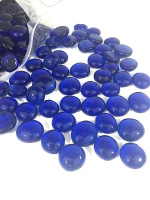 Canicas/guijarros de vidrio planos de 10 lb (azul muy oscuro con iridiscencia 0,65" ~ 900 piezas) Foto 1 de 4