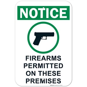 Aviso armas de fuego permitidas en estas instalaciones signo, - Imagen 1 de 86