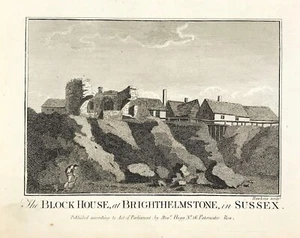Sussex Block House Brighthelmstone 1795 Original engraved View hand laid paper - Picture 1 of 4