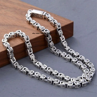 Pulsera collar eslabón bizantino cabeza dragón cadena plata esterlina pura S925  Foto 1 de 4