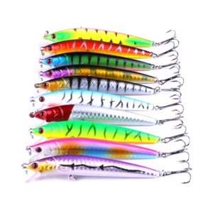 10pcs Minnow Fishing Bait 8.9g/9.5cm Hard Lures Crankbait Bass Tackle Wobbler - Picture 1 of 12