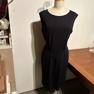 Dress Sleeveless Navy Belt Soft Crape-like fabric, Large - Picture 1 of 9