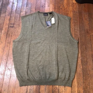 Jos A Bank Signature Collection Merino Wool Sweater Vest Men 2XL Green Preppy - Picture 1 of 7