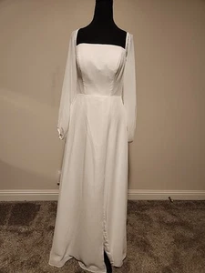 Christina Wu Bishop Sleeve Front Slit Wedding Dress Or Bridesmaid Size 16 22175 - Picture 1 of 6