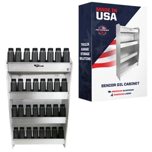 Pit Posse Aluminum Oil Storage Cabinet Shelf Holder Trailer Organizer-USA made - Picture 1 of 8