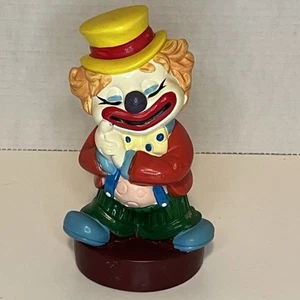 "Banco de monedas de plástico vintage Del Monte Big Top Bonanza Clown 1985 7"" con tapón" - Imagen 1 de 7
