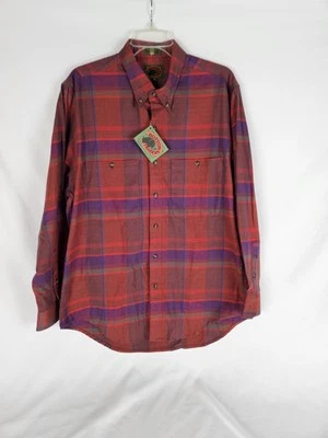 NWT VTG DEADSTOCK! Boston Traders Medium Flannel Shirt Red Plaid 100% Cotton - Image 1 of 4