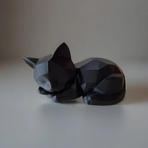 Sleeping low-poly Cat- 7 Inche (Black) - Picture 1 of 1