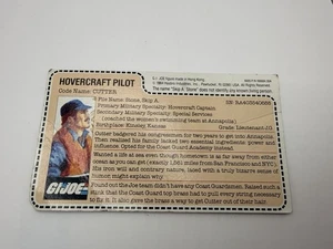 Vintage 1984 G.I. Tarjeta de archivo Joe HOVERCRAFT PILOT CUTTER completa por correo - Imagen 1 de 2
