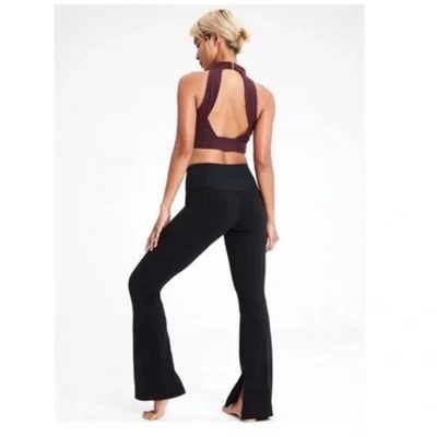 Athleta Black Barre Skinny Flare In Powervita Split Hem Athletic Legging Pants M - Image 1 of 4
