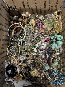 Vintage/new/used Jewelry Lot 13 Plus lbs Necklace Brooches Earrings UNTESTED - Picture 1 of 8