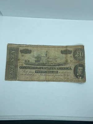 1864 CSA $20 Bank Note - Image 1 of 2