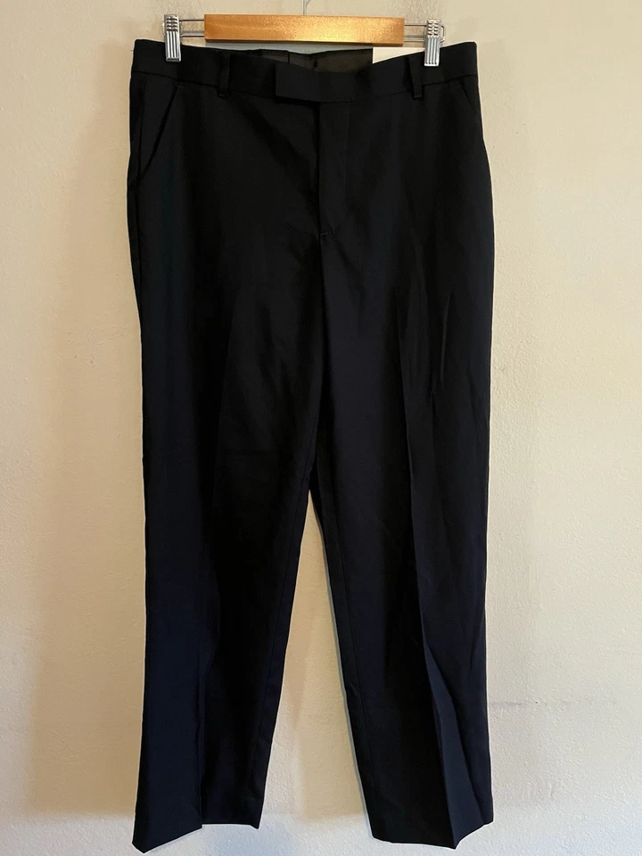 Calvin Klein Black Flat Front Dress Pants Boys Size 18 Husky New - Image 1 of 4