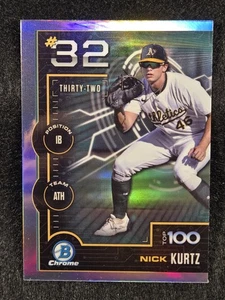 Nick Kurtz Bowman Chrome Refractor Top 100 Prospect Rookie 2025 #BTP-32 - Picture 1 of 2