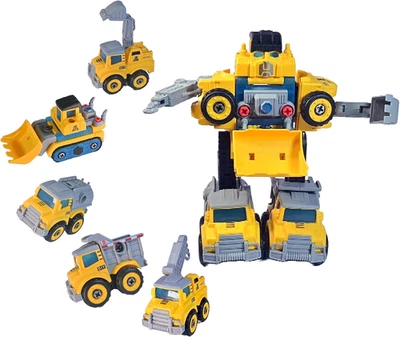 | 5 in 1 Take Apart Assembly Truck Toys Set - Build & Transform Engineering Robo - Image 1 of 4