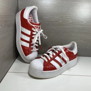 Adidas Shoes Superstar Bold Heart Scarlet Sneakers Women's US Size 8 FZ1836 RARE - Picture 1 of 11