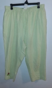 Quacker Factory Green Plaid Embroidered Pull-on Taper Capri Pants Sz 1X - Picture 1 of 4