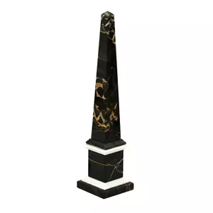 Obelisco Classico Marmo Nero Portoro e Bianco Carrara Scultura da Tavolo H 40CM - Photo 1 sur 2