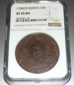 1784 EM 5 KOPEKS 5 Kop RUSSIA NGC XF 45 BN C5K XF45 Empire Era Certified Coin - Picture 1 of 4