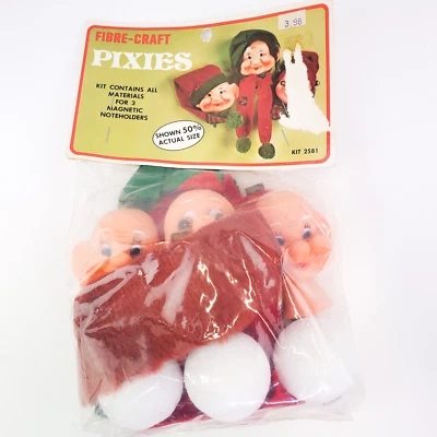 Vintage Fibre Craft Christmas Pixies Magnetic Noteholders Kit 2581 Unopened - Image 1 of 4