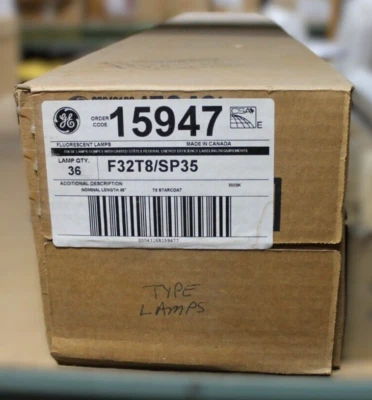 GE F32T8/SP35 Fluorescent Lamps (Box of 30 Factory Sealed) - Image 1 of 2