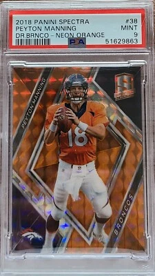 2018 Peyton Manning Panini Spectra Neon Orange /10 PSA 9 Pop 1 RARE! - Image 1 of 2