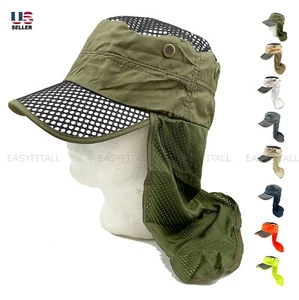 Men Cooling Hat UV Protection Breathable Sun Visor Mesh Neck Flap Baseball Cap - Picture 1 of 12