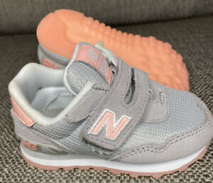 New Balance 515 Infant Toddler Girl's 4 W Gray/Pink Leather Mesh Shoes IV515GRG