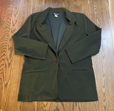 Blazer Briggs de gamuza verde oscuro talla 16 con botón, bolsillos y hombros acolchados Foto 1 de 4