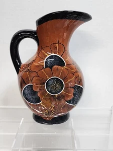 Mexican Folk Art Pottery Pitcher Vase Made In Mexico - Picture 1 of 6