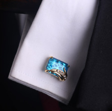 Suit Cufflinks Blue Zircon Suit Gold Cufflinks Father's Day Gift In Stock