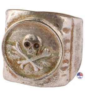 Skull Bones Ring Gothic brutal WW1 Death head WWI Skeleton WWII Signet Goth WW2 - Picture 1 of 15