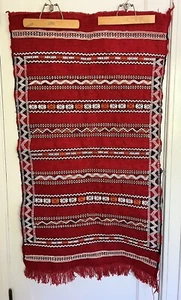 Moroccan Vintage Handmade Red Black Kilim Rug, 2'4" x 4.4" Boho Carpet Colorful - Picture 1 of 12