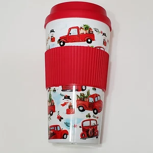 Christmas Tumbler Trucks Print Christmas Coffee Tumbler Coffee Tea Screw Lid - Picture 1 of 10