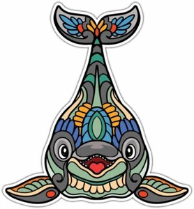 Colorful Dolphin Fish Zentangle Mandala Car Bumper Window Sticker Decal 4"X5" - Imagen 1 de 1