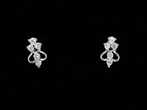 Pares de pendientes florales enchapados en oro blanco de 18K GP circonio cúbico transparente - Imagen 1 de 2
