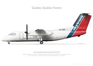 DHC Dash 8 VH-QQF Skytrans 2017 - A3+ Profile Print - Imagen 1 de 4