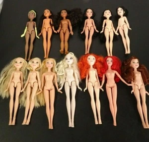 Nude Disney Princess Dolls Ariel Moana Mulan Jasmine Merida Tiana Belle Rapunzel - Picture 1 of 21