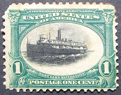 US Scott # 294 Pan Am Steamship 1 cent 1901 MH FAST LAKE NAVIGATION - Image 1 of 2