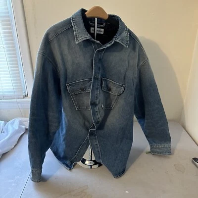 Balenciaga Women Blue Denim Jacket Cotton Solid Oversized Casual Blazer Sz F 38 - Image 1 of 4