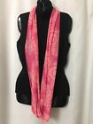 Women's Infinity Lightweight Knit Scarf 66"circle 17"w Pink Floral Raw Edges B21