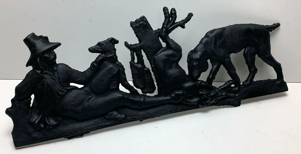 Wandrelief Guss handarbeit Jäger mir Wild Jagd Jagdhund Gussrelief Sammler - Bild 1 von 4