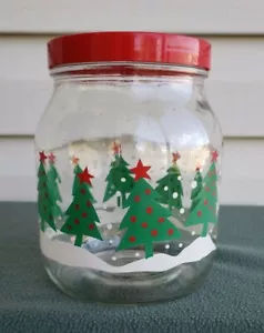 Vintage K Mart Christmas Glass Jar with Lid - Picture 1 of 9