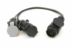 Twin Electric (12N/12S) Car to Caravan Trailer Towing Adaptor 13 PIN TO 7 PIN  - Picture 1 of 3