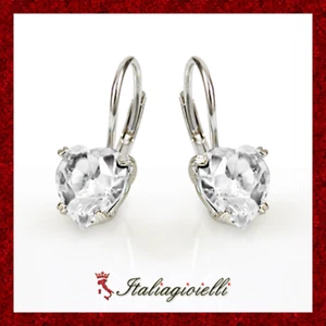 Orecchini Cuore Brillante Donna in Argento 925 rodiato Oro Bianco - Foto 1 di 5