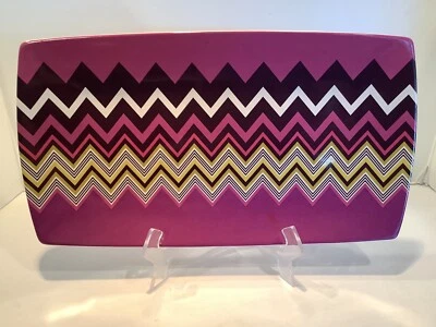 Новый с Ярлыками Stoneware MISSONI шеврон фиолетовый зигзагообразный в полоску 16» блюдо тарелка суши поднос - Изображение 1 из 2