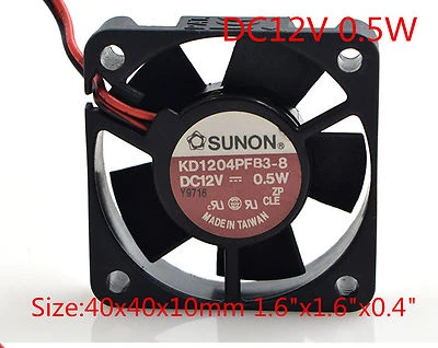 SUNON Cooling Fan KD1204PFB3-8 12V 0.5W 4CM 4010 2Pin 40x40x10mm 1.6"x1.6"x0.4" - Image 1 of 4