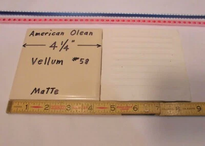 1 pc. Vintage Ceramic Tile *Matte Vellum* by American Olean 4-1/4" Lite Tan, NOS — 第 1/4 张图片